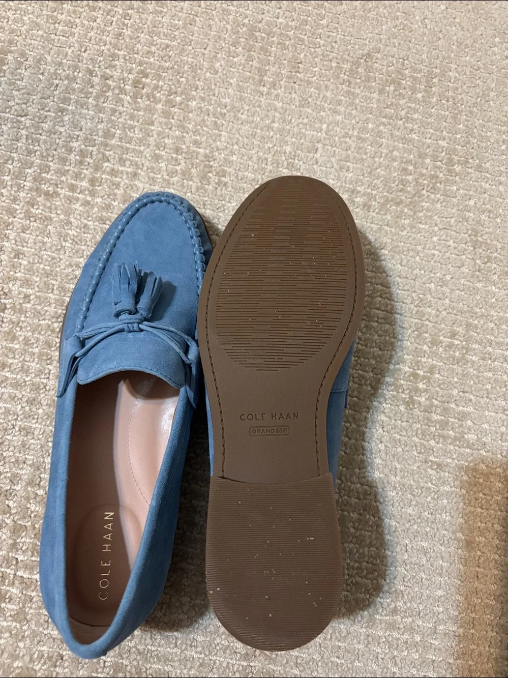 Worn once beautiful blue sided loafer for women